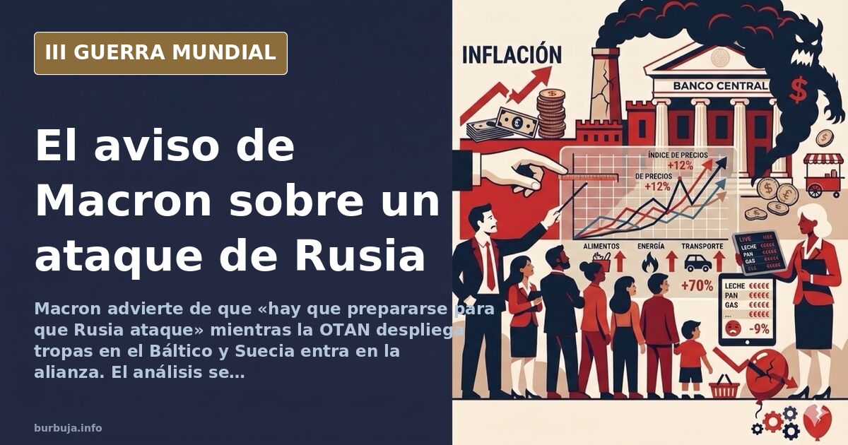 Mapa de Europa del Este con siluetas de equipamiento militar y humo en el horizonte, ilustrando la tensión entre la OTAN y Ru