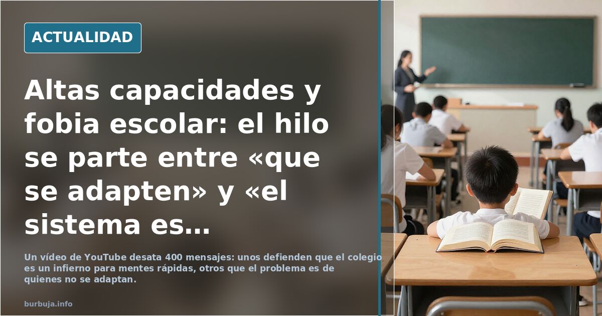 Altas capacidades y fobia escolar: el hilo se parte entre «que se adapten» y «el sistema es una máquina de perder el tiempo»
