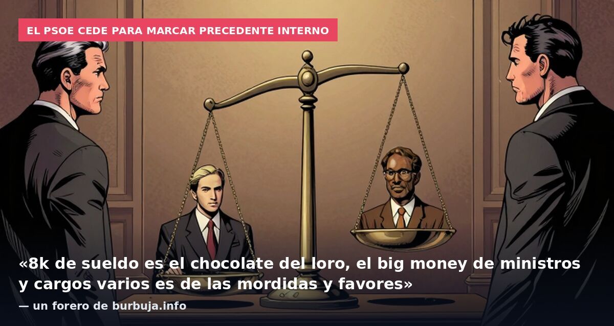 El PSOE cede para marcar precedente interno: «8k de sueldo es el chocolate del loro, el big money de ministros y cargos varios es de las mordidas y favores» — un forero de burbuja.info