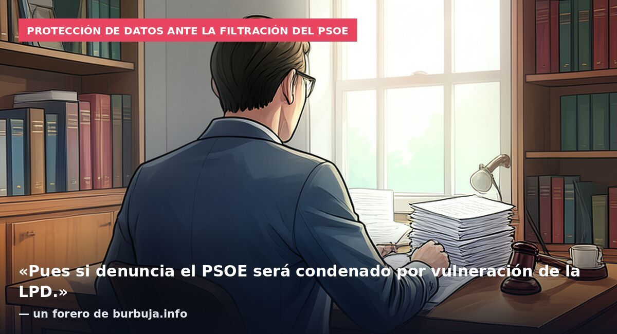 Protección de Datos ante la filtración del PSOE: «Pues si denuncia el PSOE será condenado por vulneración de la LPD.» — un forero de burbuja.info