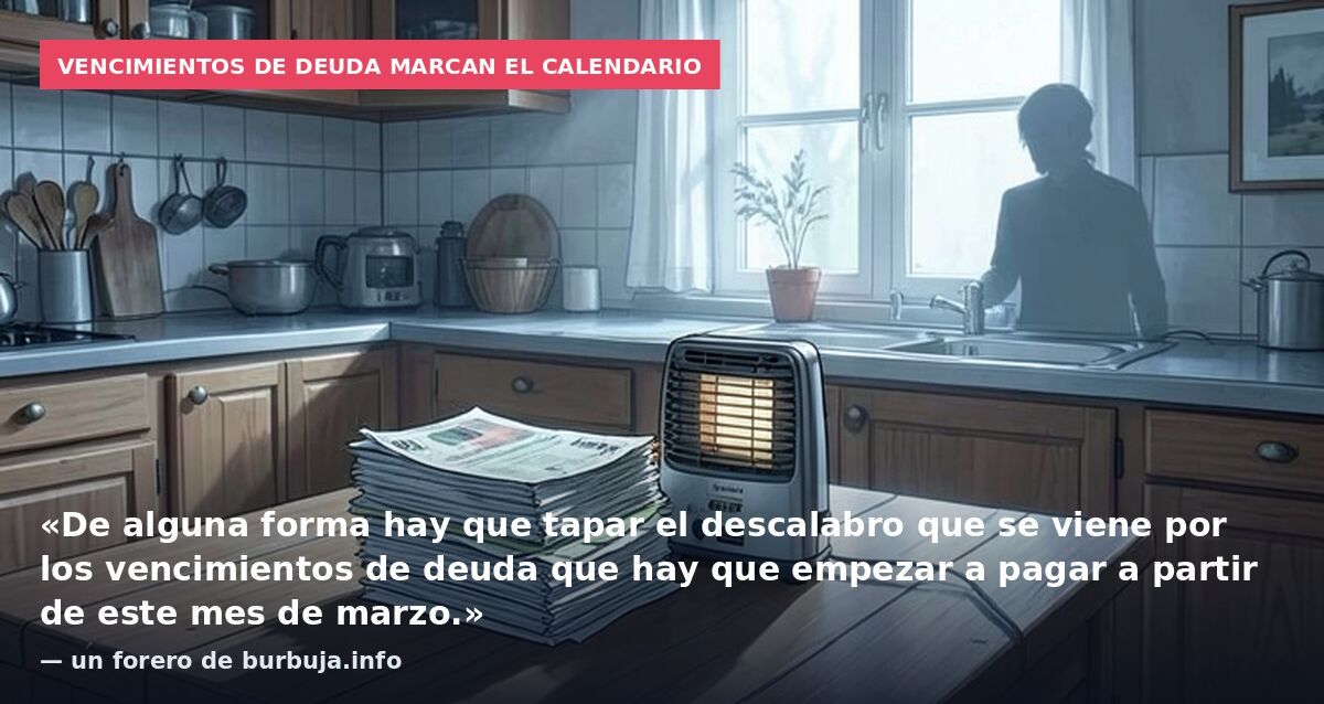 Vencimientos de deuda marcan el calendario: «De alguna forma hay que tapar el descalabro que se viene por los vencimientos de deuda que hay que empezar a pagar a partir de este mes de marzo.» — un forero de burbuja.info