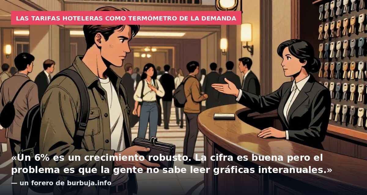 Las tarifas hoteleras como termómetro de la demanda: «Un 6% es un crecimiento robusto. La cifra es buena pero el problema es que la gente no sabe leer gráficas interanuales.» — un forero de burbuja.info