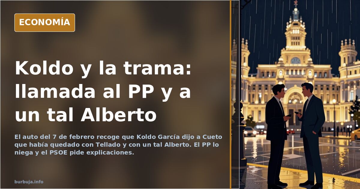 Ilustración editorial sobria en azul marino y dorado con teléfonos y documentos del caso Koldo sobre una mesa