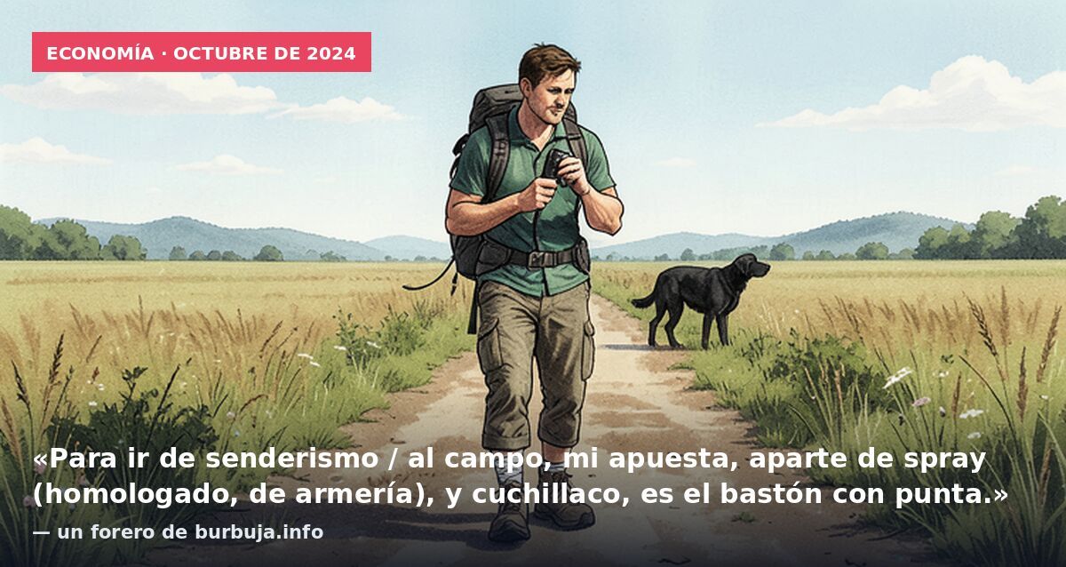 Economía · octubre de 2024: «Para ir de senderismo / al campo, mi apuesta, aparte de spray (homologado, de armería), y cuchillaco, es el bastón con punta.» — un forero de burbuja.info