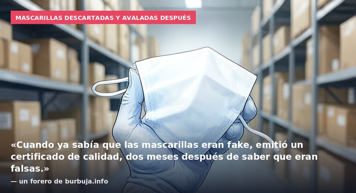 Mascarillas descartadas y avaladas después: «Cuando ya sabía que las mascarillas eran fake, emitió un certificado de calidad, dos meses después de saber que eran falsas.» — un forero de burbuja.info