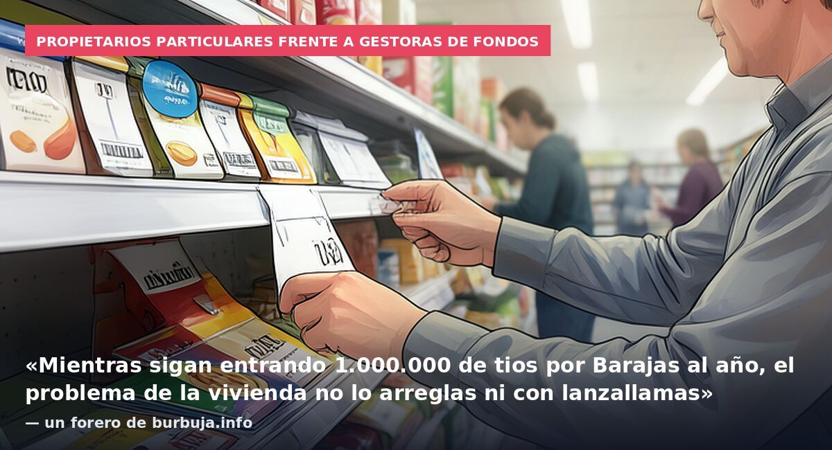 Propietarios particulares frente a gestoras de fondos: «Mientras sigan entrando 1.000.000 de tios por Barajas al año, el problema de la vivienda no lo arreglas ni con lanzallamas» — un forero de burbuja.info