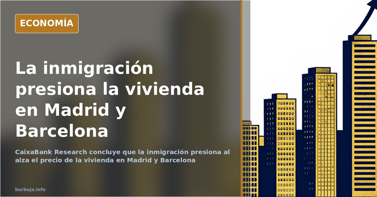 Ilustración editorial con bloques de viviendas y una curva de precios en ascenso