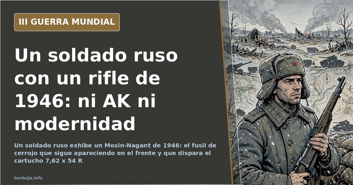 Un soldado ruso exhibe un Mosin-Nagant de 1946 en el frente