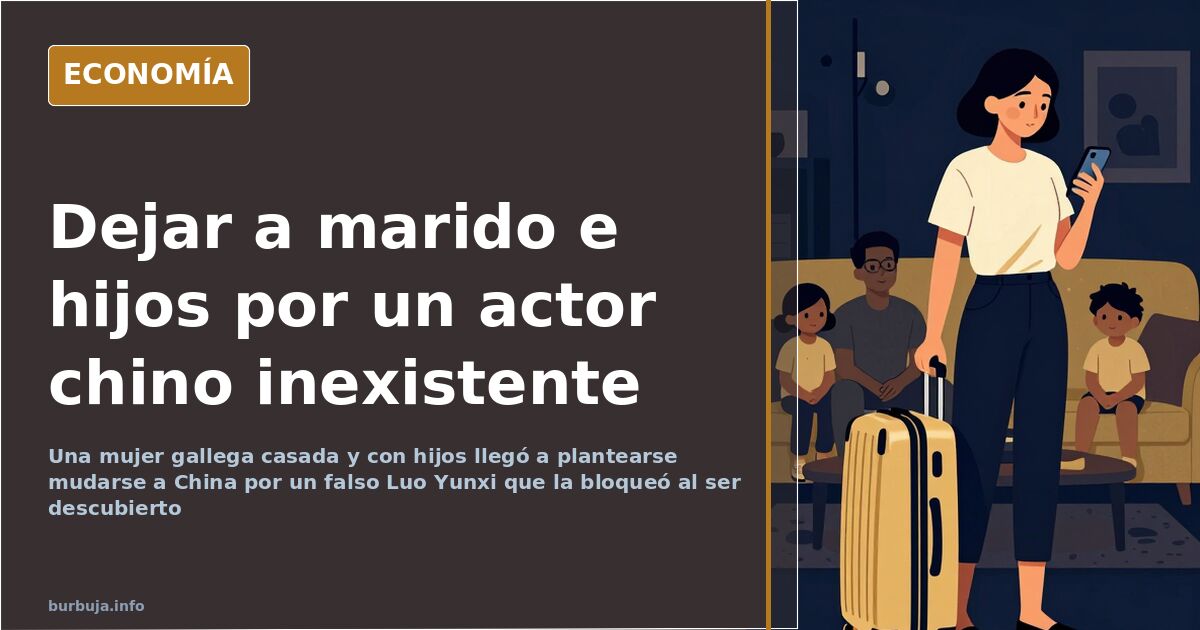 Ilustración editorial de una mujer mirando la pantalla del móvil con la foto de perfil de un actor chino suplantado