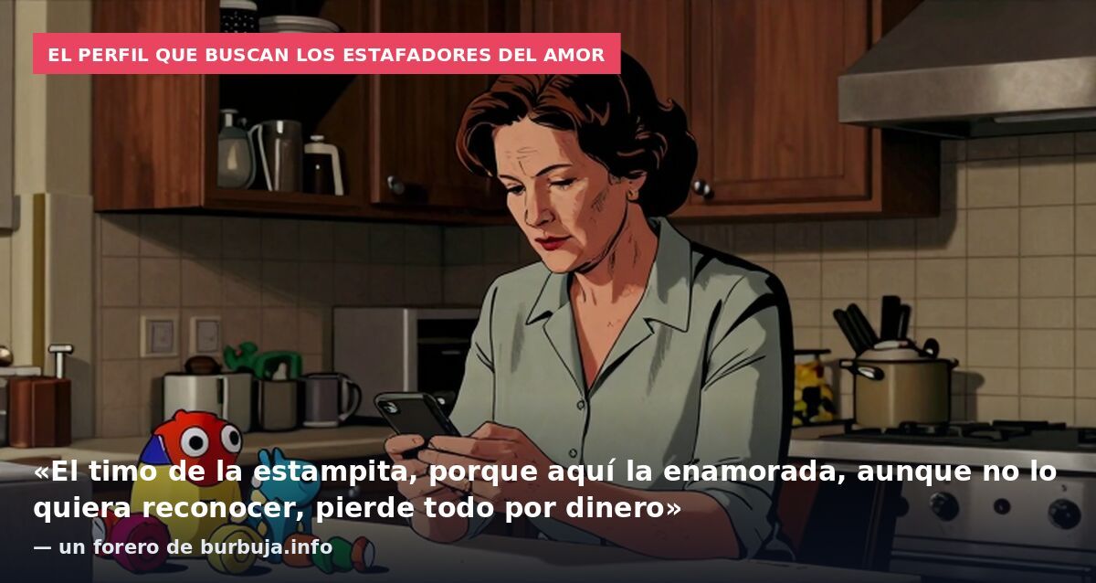 El perfil que buscan los estafadores del amor: «El timo de la estampita, porque aquí la enamorada, aunque no lo quiera reconocer, pierde todo por dinero» — un forero de burbuja.info