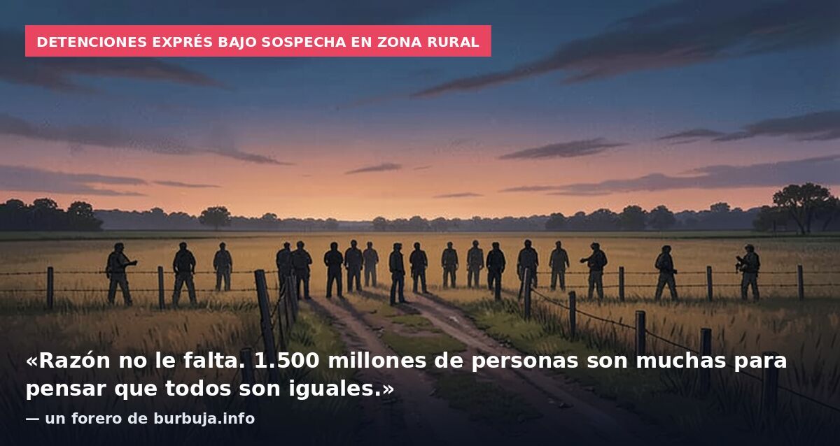 Detenciones exprés bajo sospecha en zona rural: «Razón no le falta. 1.500 millones de personas son muchas para pensar que todos son iguales.» — un forero de burbuja.info