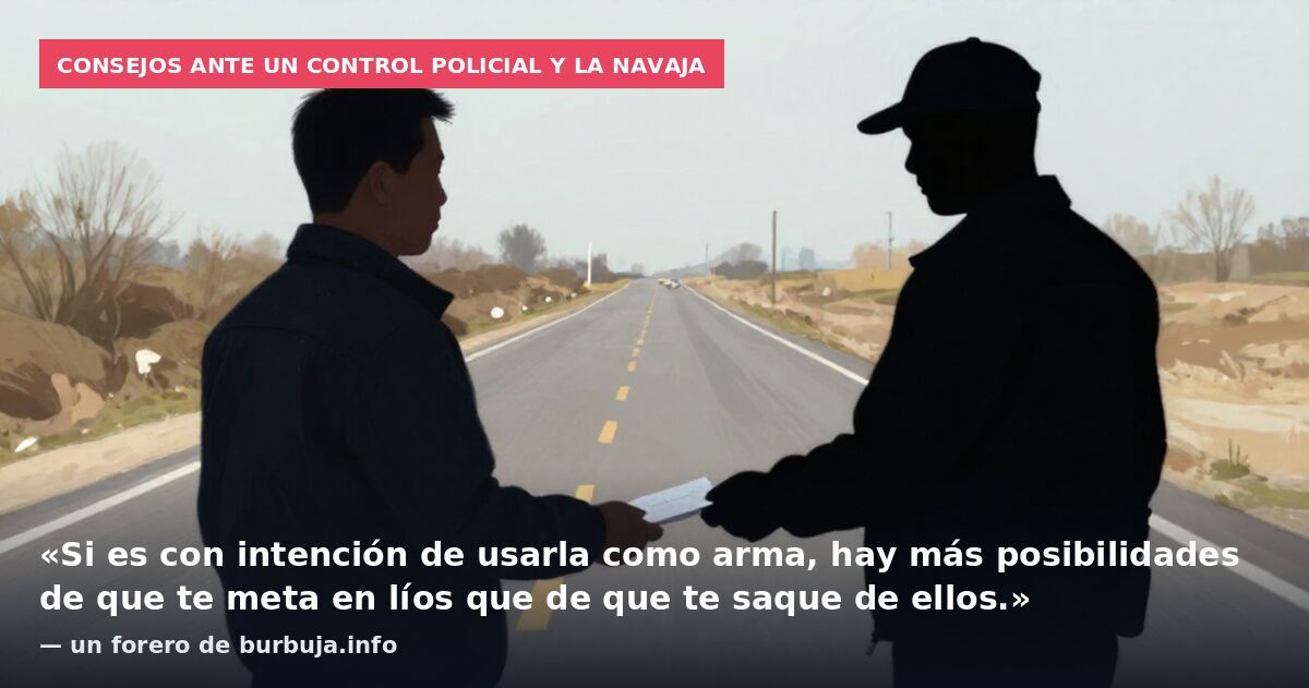 Consejos ante un control policial y la navaja: «Si es con intención de usarla como arma, hay más posibilidades de que te meta en líos que de que te saque de ellos.» — un forero de burbuja.info