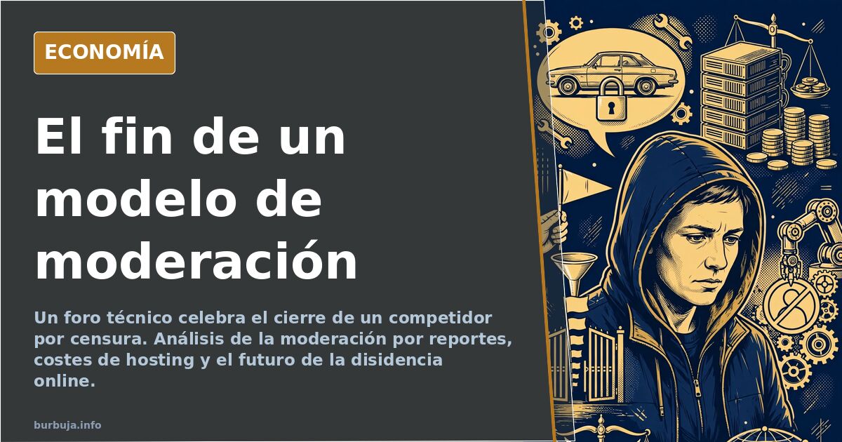 Ilustración editorial en azul marino y dorado mostrando servidores con candados rotos y símbolos de libertad de expresión