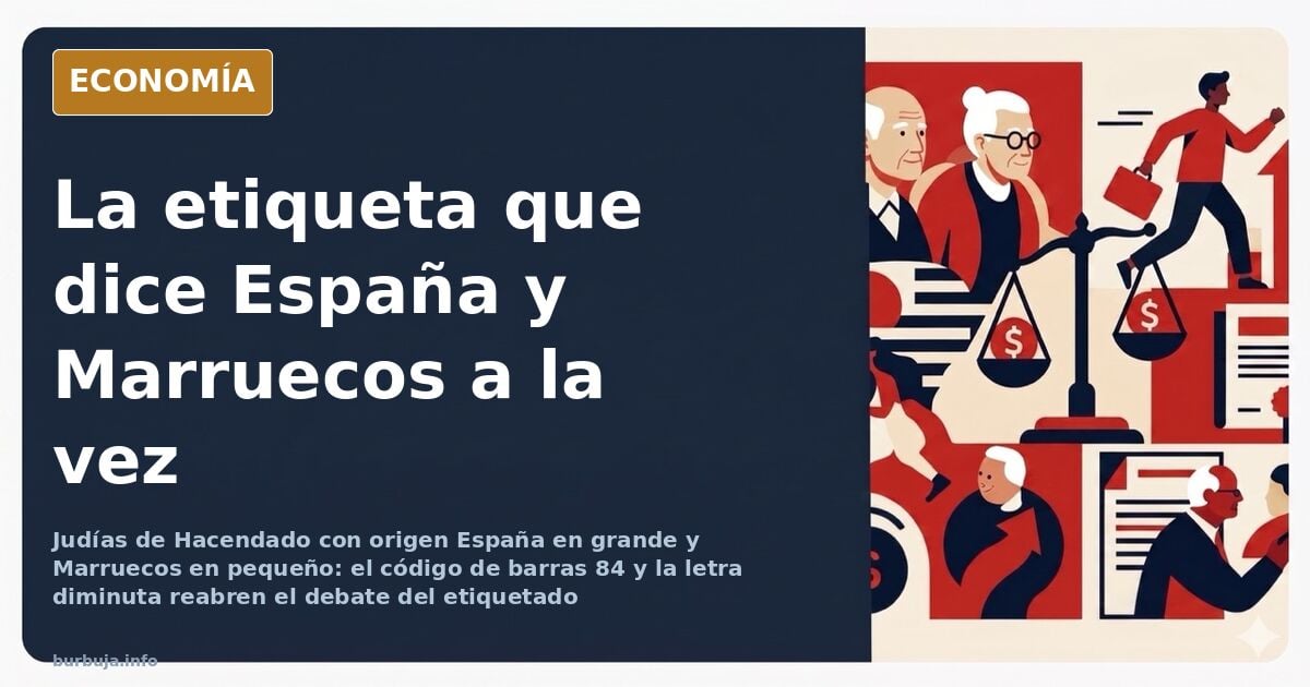 Bandeja de judías verdes de marca blanca con origen España en letras grandes y origen Marruecos en letra pequeña
