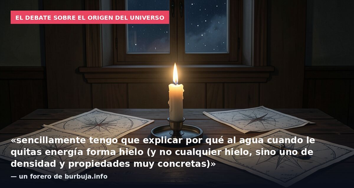 El debate sobre el origen del universo: «sencillamente tengo que explicar por qué al agua cuando le quitas energía forma hielo (y no cualquier hielo, sino uno de densidad y propiedades muy concretas)» — un forero de burbuja.info
