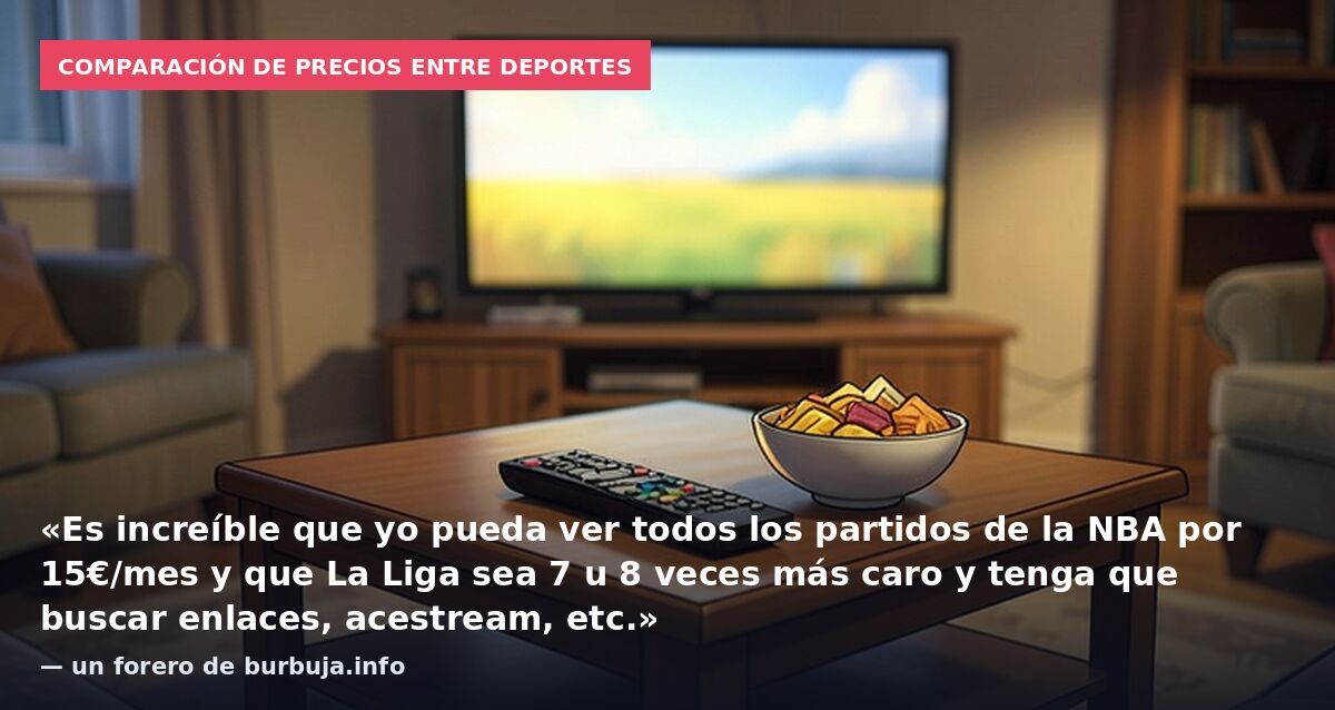 Comparación de precios entre deportes: «Es increíble que yo pueda ver todos los partidos de la NBA por 15€/mes y que La Liga sea 7 u 8 veces más caro y tenga que buscar enlaces, acestream, etc.» — un forero de burbuja.info