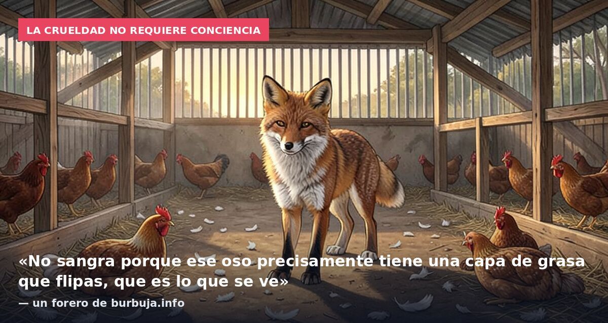 La crueldad no requiere conciencia: «No sangra porque ese oso precisamente tiene una capa de grasa que flipas, que es lo que se ve» — un forero de burbuja.info