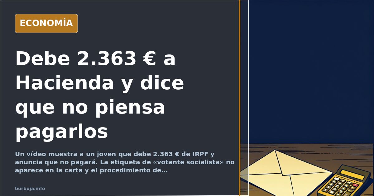 Carta de Hacienda con una deuda de IRPF abierta sobre una mesa junto a una calculadora y un teléfono