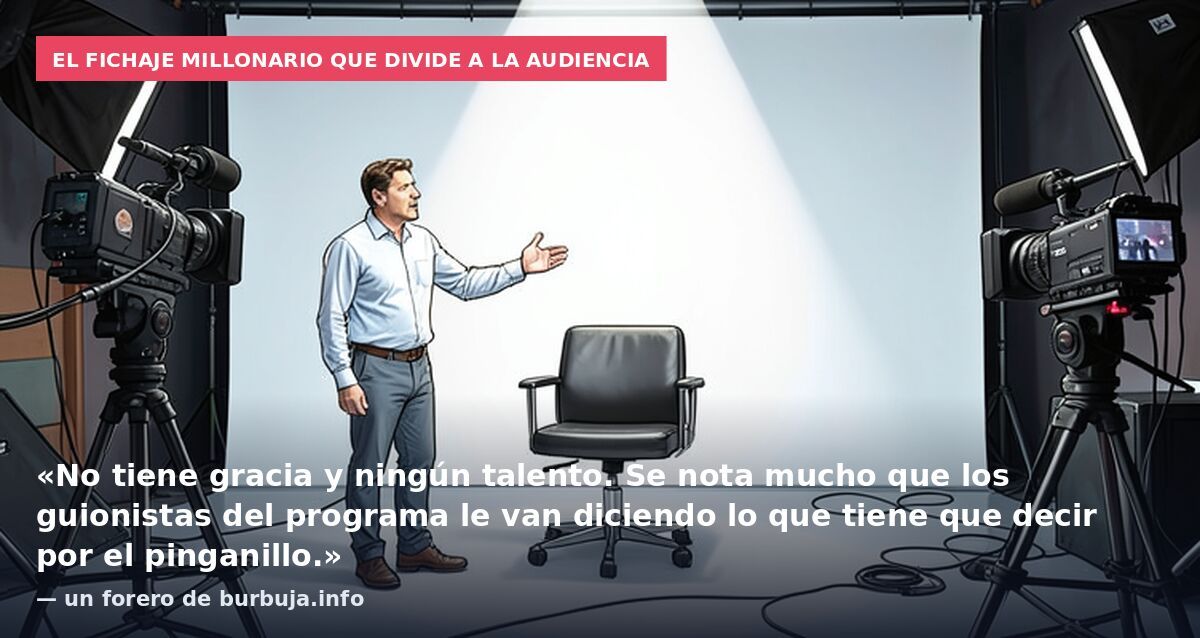 El fichaje millonario que divide a la audiencia: «No tiene gracia y ningún talento. Se nota mucho que los guionistas del programa le van diciendo lo que tiene que decir por el pinganillo.» — un forero de burbuja.info