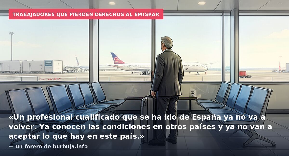 Trabajadores que pierden derechos al emigrar: «Un profesional cualificado que se ha ido de España ya no va a volver. Ya conocen las condiciones en otros países y ya no van a aceptar lo que hay en este país.» — un forero de burbuja.info