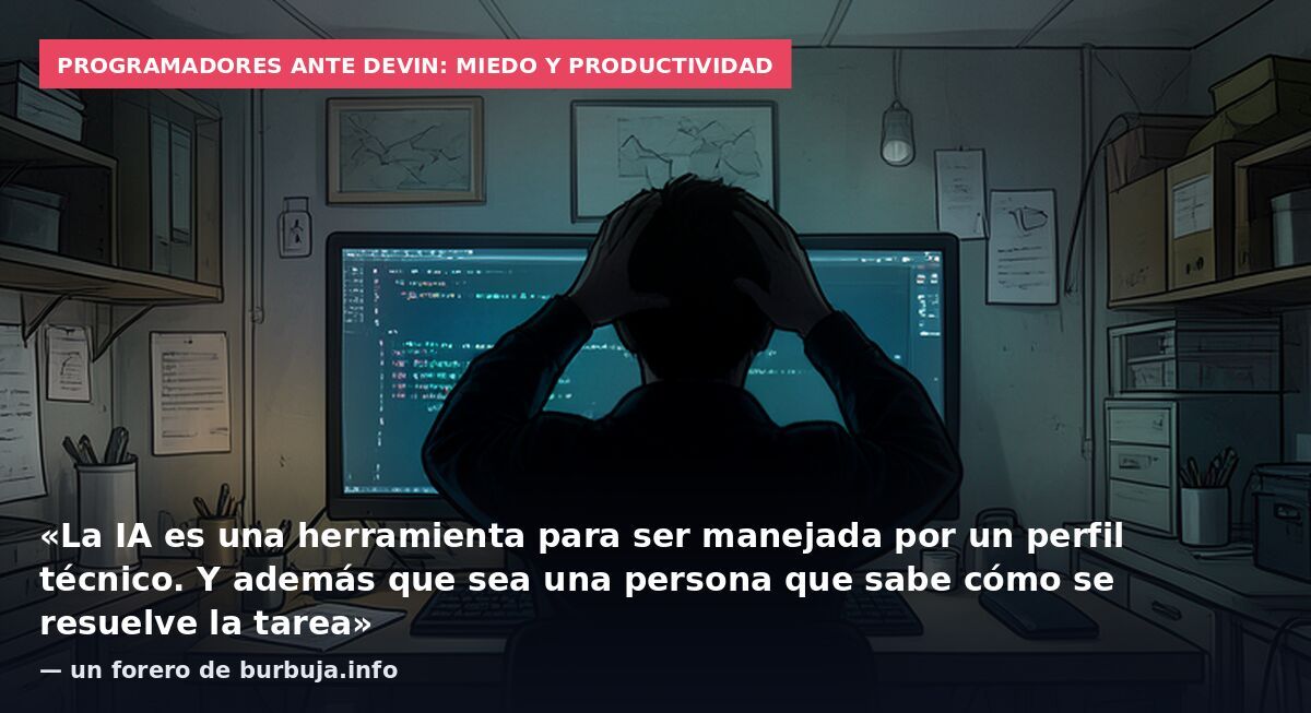 Programadores ante Devin: miedo y productividad: «La IA es una herramienta para ser manejada por un perfil técnico. Y además que sea una persona que sabe cómo se resuelve la tarea» — un forero de burbuja.info