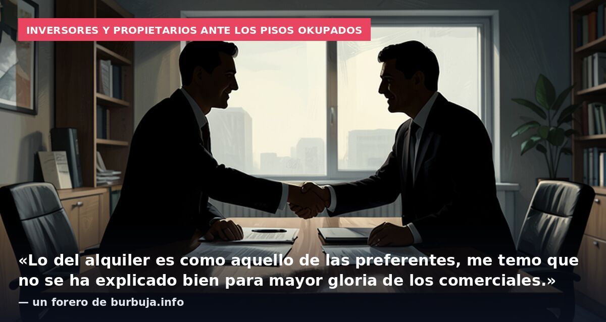 Inversores y propietarios ante los pisos okupados: «Lo del alquiler es como aquello de las preferentes, me temo que no se ha explicado bien para mayor gloria de los comerciales.» — un forero de burbuja.info