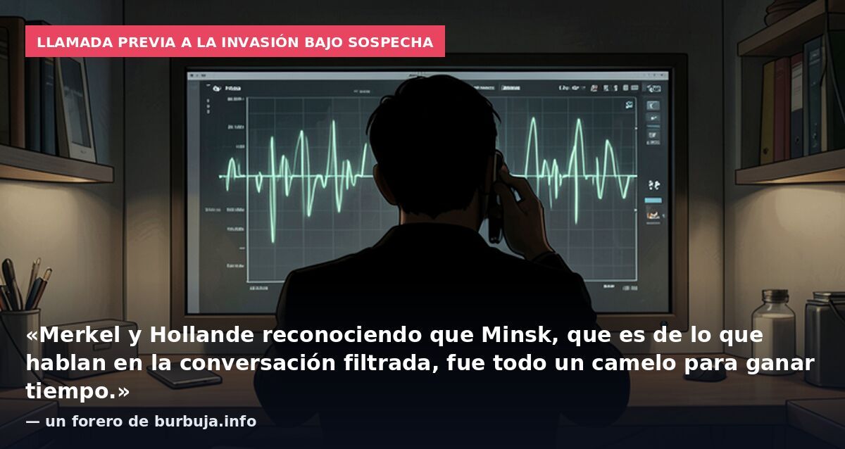 Llamada previa a la invasión bajo sospecha: «Merkel y Hollande reconociendo que Minsk, que es de lo que hablan en la conversación filtrada, fue todo un camelo para ganar tiempo.» — un forero de burbuja.info