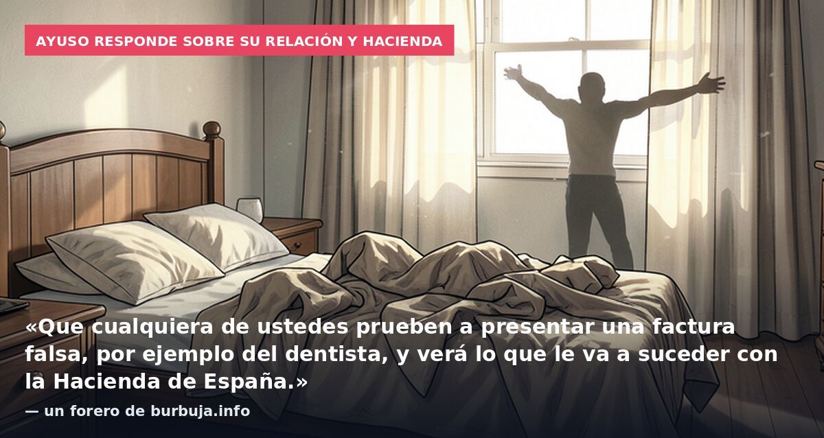 Ayuso responde sobre su relación y Hacienda: «Que cualquiera de ustedes prueben a presentar una factura falsa, por ejemplo del dentista, y verá lo que le va a suceder con la Hacienda de España.» — un forero de burbuja.info