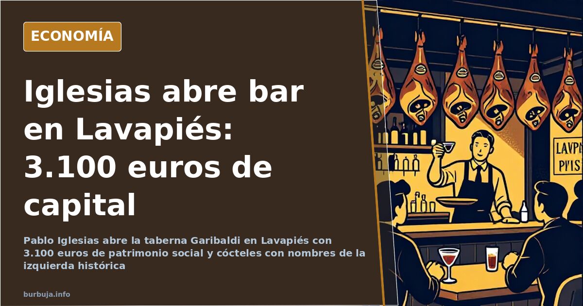 Fachada de la taberna Garibaldi en Lavapiés con pizarra de menú y persiana a medio subir
