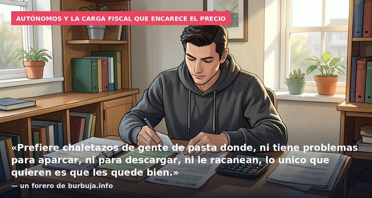 Autónomos y la carga fiscal que encarece el precio: «Prefiere chaletazos de gente de pasta donde, ni tiene problemas para aparcar, ni para descargar, ni le racanean, lo unico que quieren es que les quede bien.» — un forero de burbuja.info