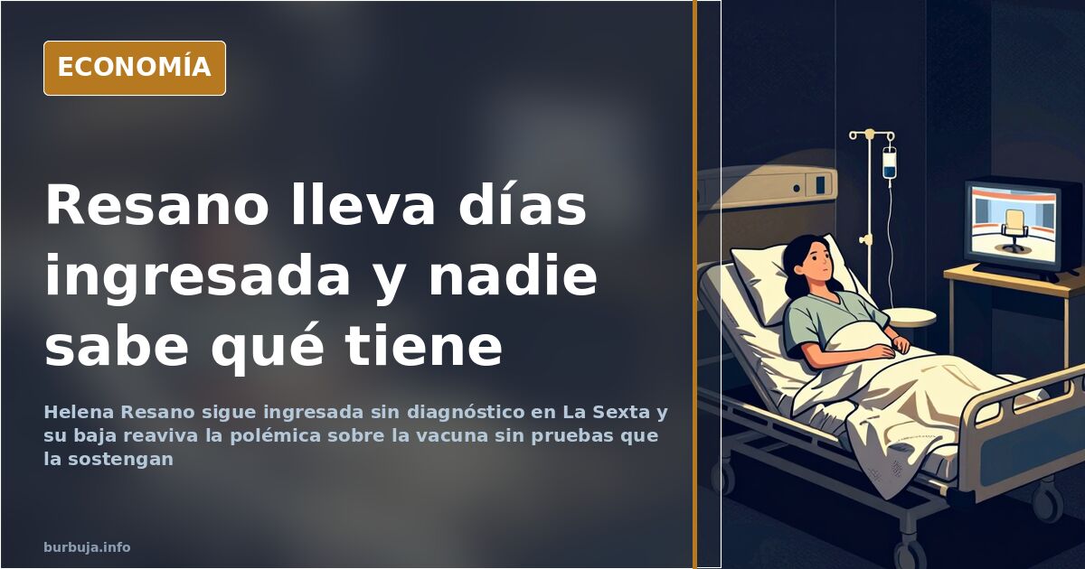 Presentadora Helena Resano ingresada: imagen de la periodista de La Sexta Noticias en la camilla del hospital tras días sin d