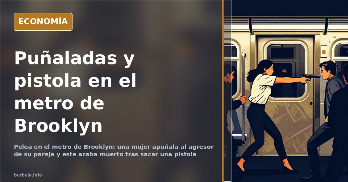Pasajeros en un vagón de metro de Nueva York tras una pelea entre dos hombres que acabó con una pistola y un muerto