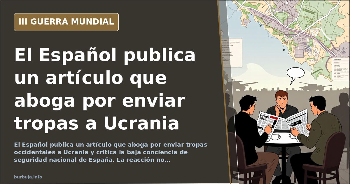 Mapa de Europa del Este con siluetas de vehículos militares y columnas de humo en el horizonte, ilustrando el debate sobre el