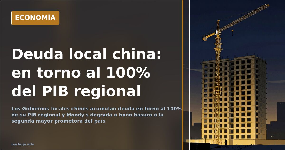 China: la deuda local ronda el 100% del PIB y Moody's avisa