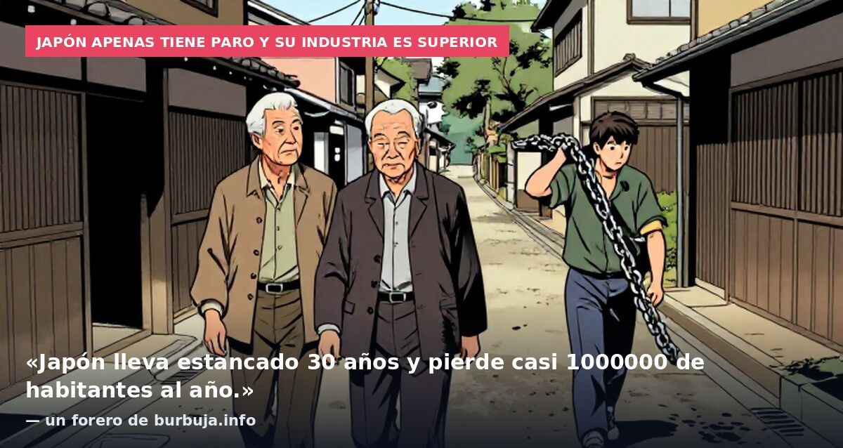 Japón apenas tiene paro y su industria es superior: «Japón lleva estancado 30 años y pierde casi 1000000 de habitantes al año.» — un forero de burbuja.info