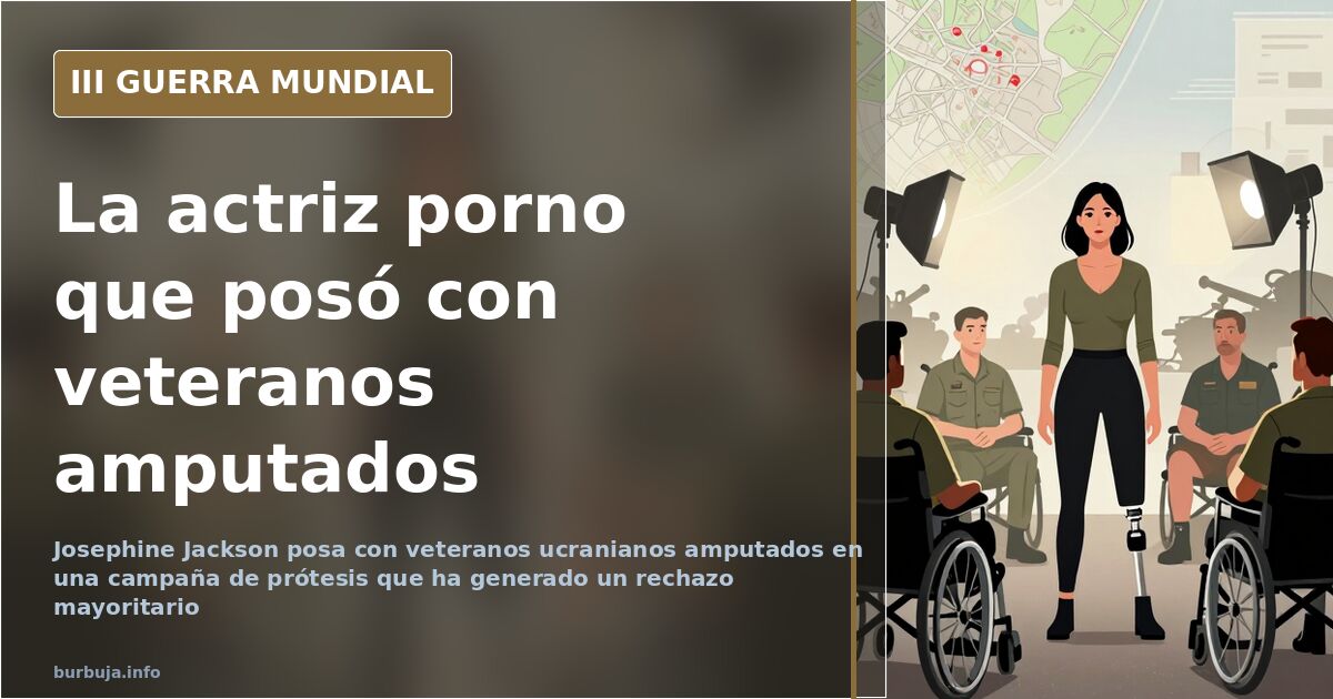 Actriz ucraniana Josephine Jackson junto a veteranos amputados en una campaña de prótesis ortopédicas
