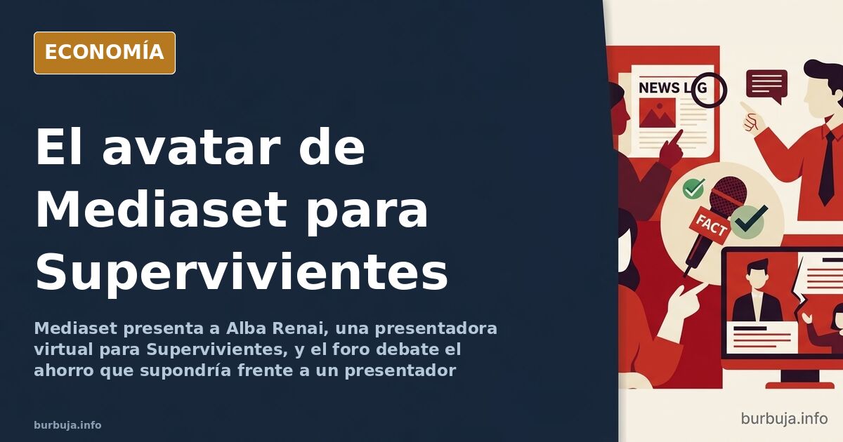Una presentadora virtual frente a las cámaras de un plató de televisión
