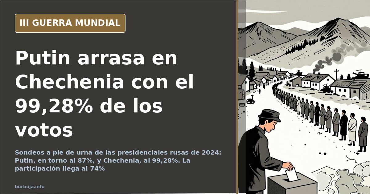 Putin gana en Rusia con el 87% estimado y Chechenia, al 99,28%