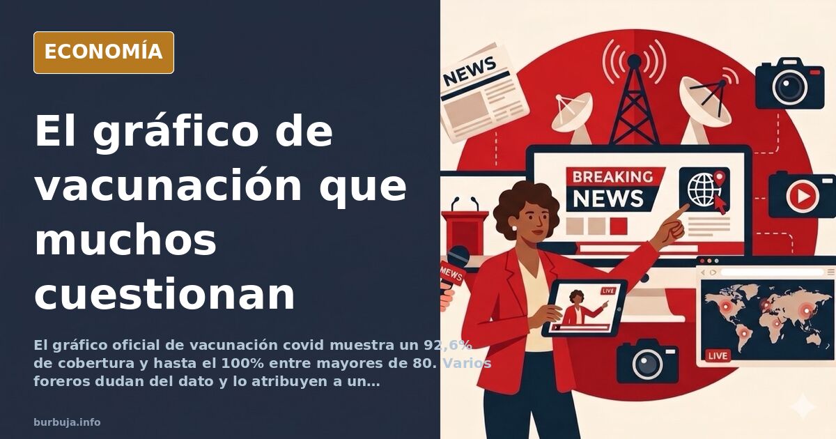 Gráfico de barras de cobertura de vacunación covid por grupos de edad sobre fondo azul marino y dorado