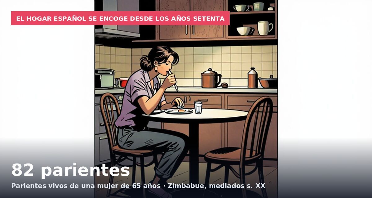 El hogar español se encoge desde los años setenta: 82 parientes Parientes vivos de una mujer de 65 años · Zimbabue, mediados s. XX