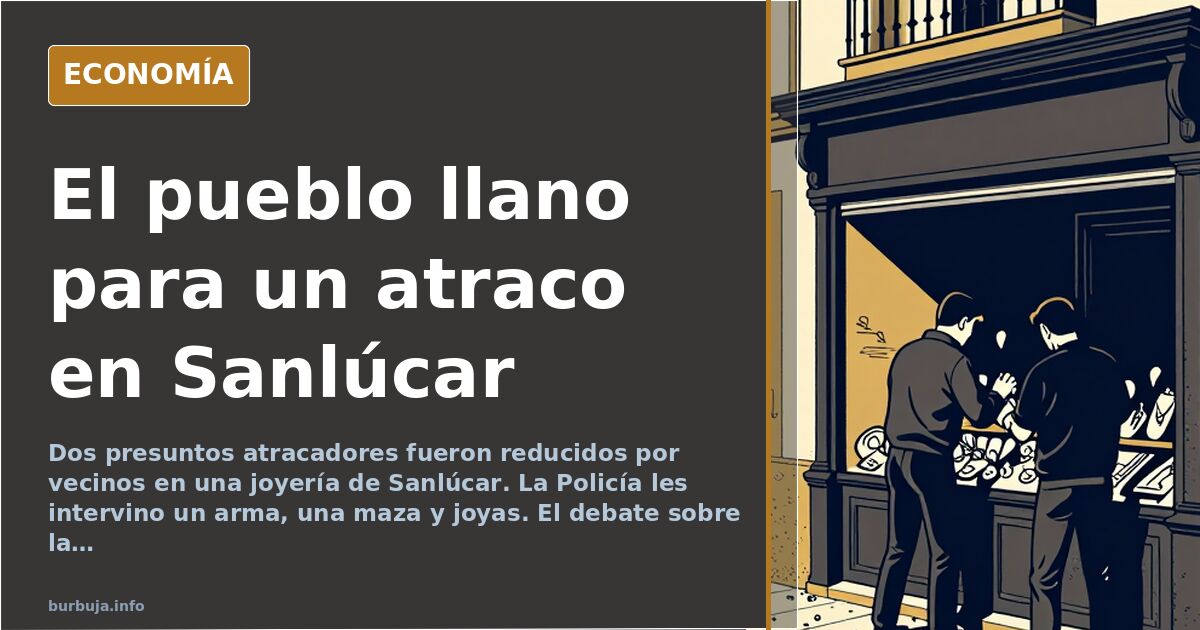Escena de un atraco frustrado en una joyería de Sanlúcar con vecinos reduciendo a dos presuntos ladrones