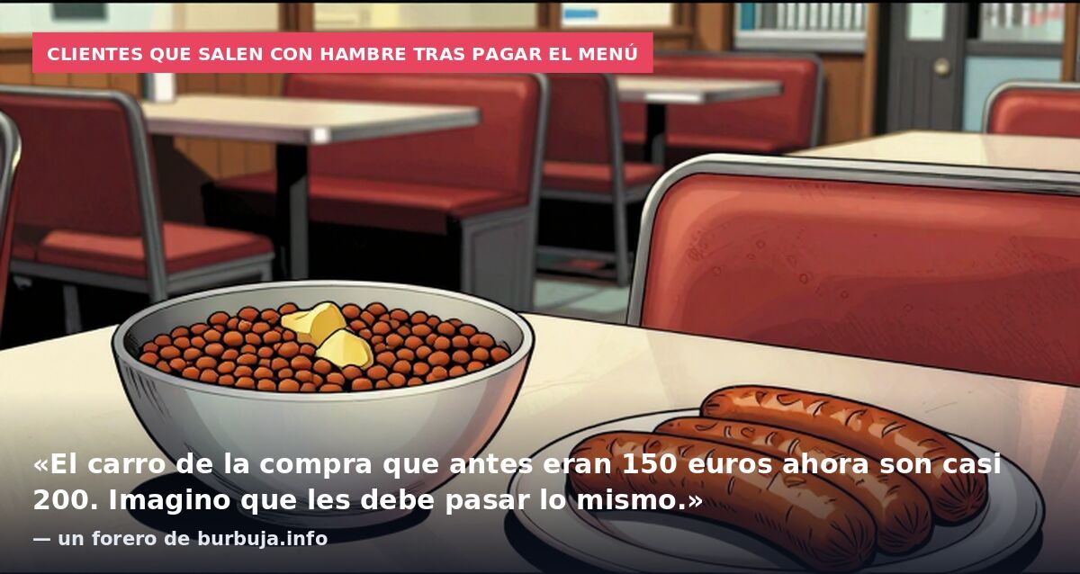 Clientes que salen con hambre tras pagar el menú: «El carro de la compra que antes eran 150 euros ahora son casi 200. Imagino que les debe pasar lo mismo.» — un forero de burbuja.info