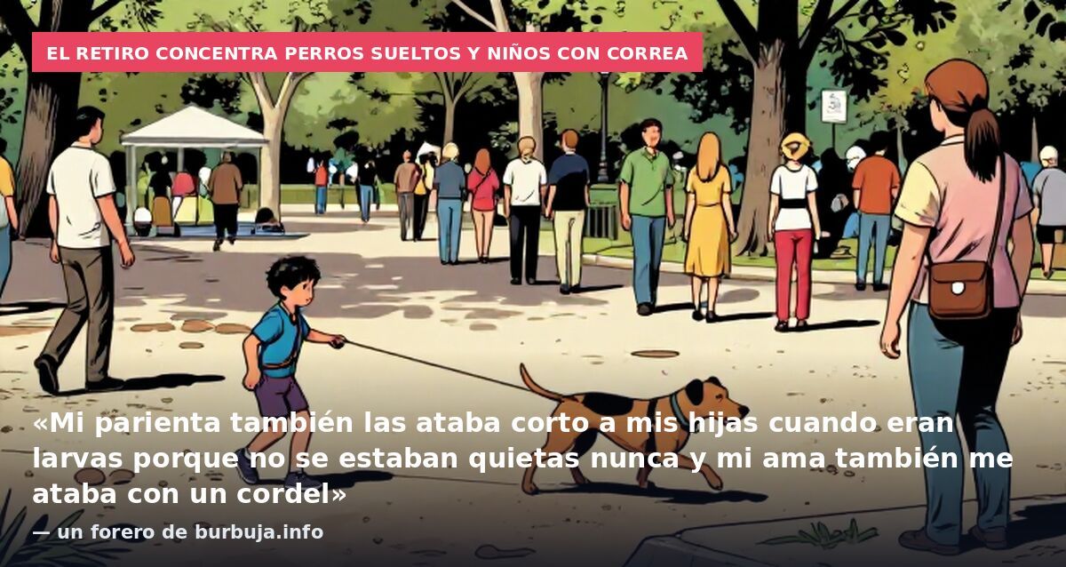 El Retiro concentra perros sueltos y niños con correa: «Mi parienta también las ataba corto a mis hijas cuando eran larvas porque no se estaban quietas nunca y mi ama también me ataba con un cordel» — un forero de burbuja.info