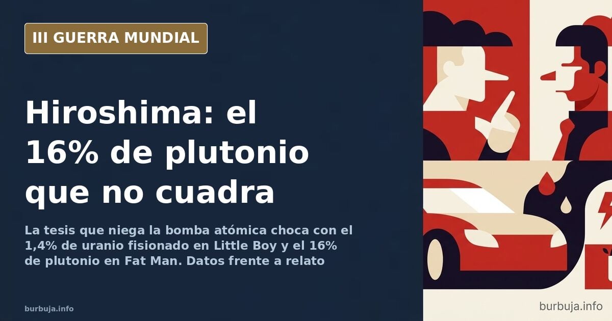 Ciudad portuaria en ruinas con una columna de humo al fondo, escena del análisis sobre Hiroshima y Nagasaki