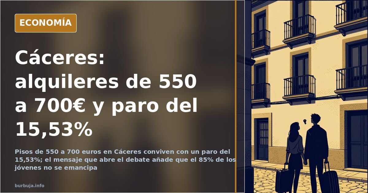 Cáceres: alquileres de hasta 700 euros con paro del 15,53%