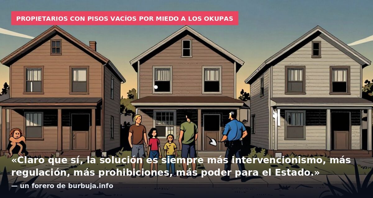 Propietarios con pisos vacíos por miedo a los okupas: «Claro que sí, la solución es siempre más intervencionismo, más regulación, más prohibiciones, más poder para el Estado.» — un forero de burbuja.info