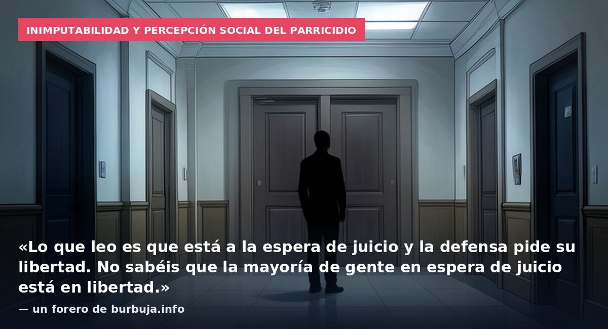 Inimputabilidad y percepción social del parricidio: «Lo que leo es que está a la espera de juicio y la defensa pide su libertad. No sabéis que la mayoría de gente en espera de juicio está en libertad.» — un forero de burbuja.info
