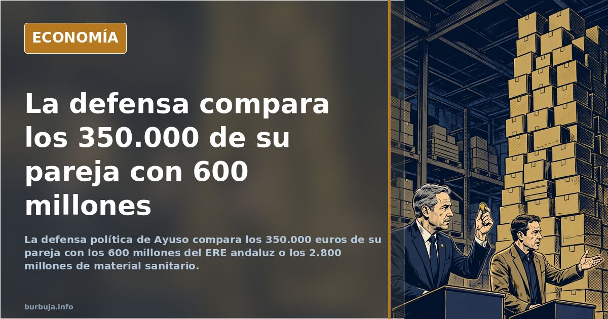 La defensa de Ayuso compara 350.000 euros con 600 millones