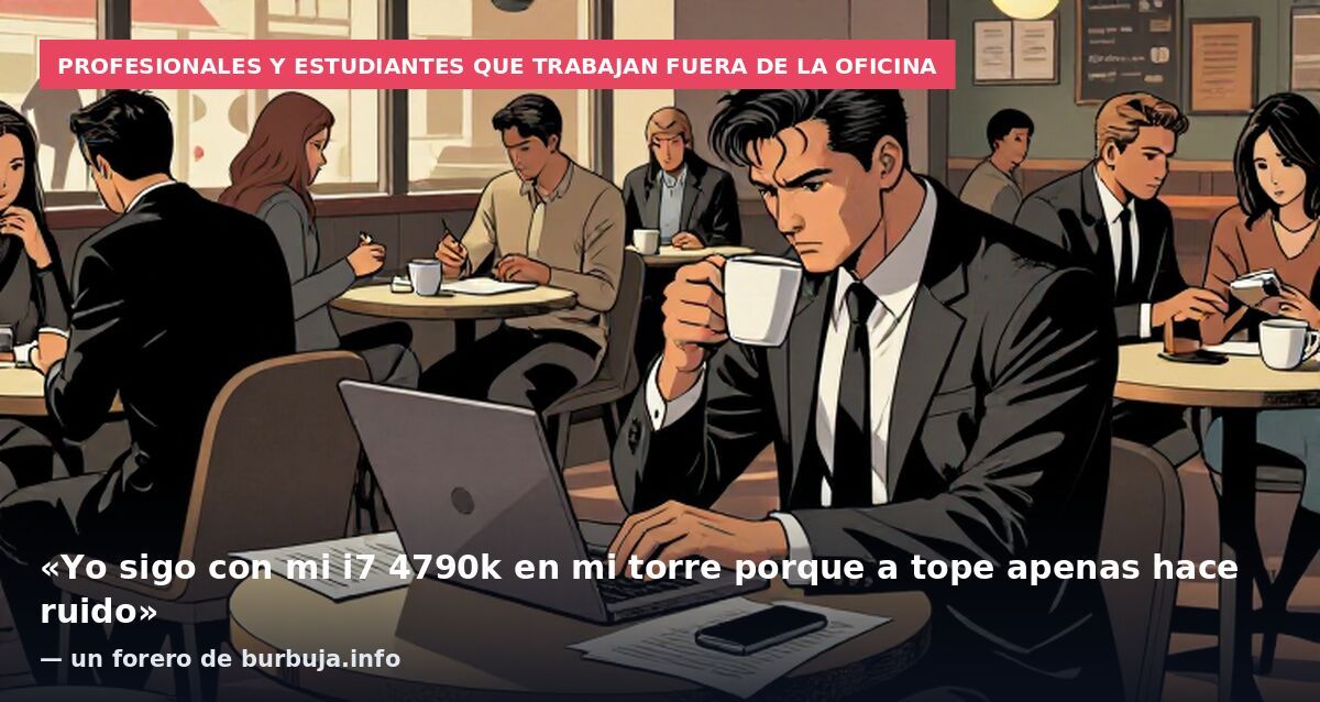 Profesionales y estudiantes que trabajan fuera de la oficina: «Yo sigo con mi i7 4790k en mi torre porque a tope apenas hace ruido» — un forero de burbuja.info