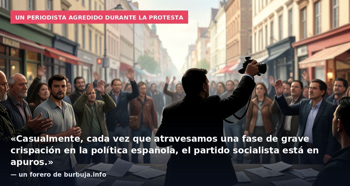 Un periodista agredido durante la protesta: «Casualmente, cada vez que atravesamos una fase de grave crispación en la política española, el partido socialista está en apuros.» — un forero de burbuja.info